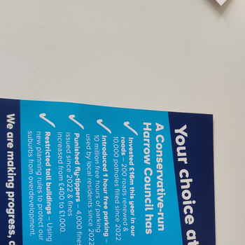 Thumbnail of leaflet - Conservative and Unionist Party leaflet