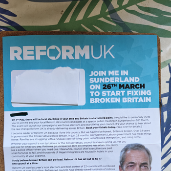 Thumbnail of leaflet - Reform UK leaflet