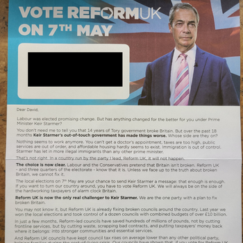 Thumbnail of leaflet - Reform UK leaflet