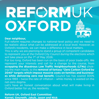 Thumbnail of leaflet - Reform UK leaflet
