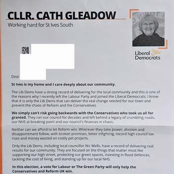 Thumbnail of leaflet - Liberal Democrats leaflet