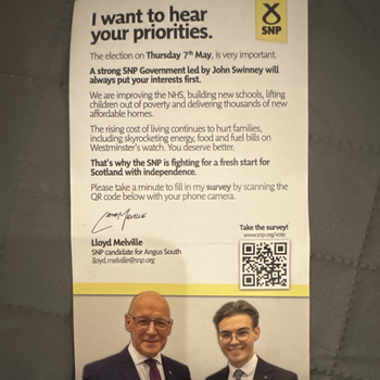 Thumbnail of leaflet - Scottish National Party (SNP) leaflet