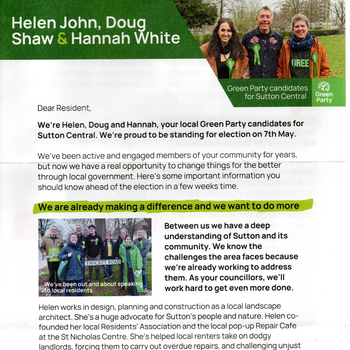 Thumbnail of leaflet - Green Party leaflet