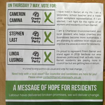 Thumbnail of leaflet - Green Party leaflet