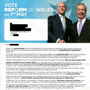Thumbnail of leaflet - Reform UK leaflet