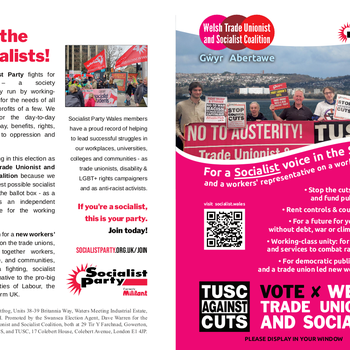 Thumbnail of leaflet - Trade Unionist and Socialist Coalition leaflet