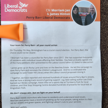 Thumbnail of leaflet - Liberal Democrats leaflet