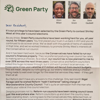 Thumbnail of leaflet - Green Party leaflet