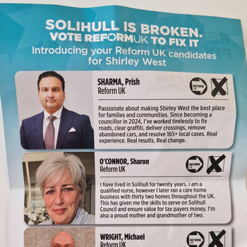 Thumbnail of leaflet - Reform UK leaflet