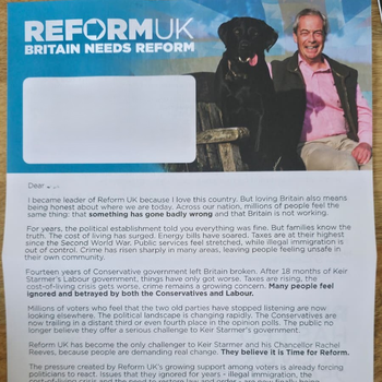 Thumbnail of leaflet - Reform UK leaflet