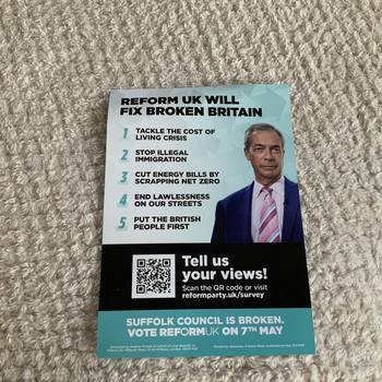 Thumbnail of leaflet - Reform UK leaflet