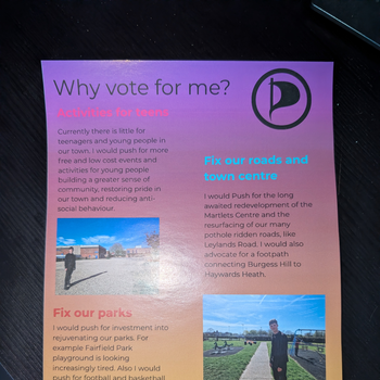 Thumbnail of leaflet - Pirate Party UK leaflet