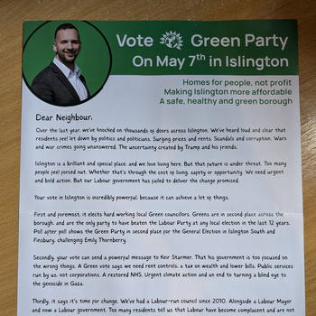 Thumbnail of leaflet - Green Party leaflet