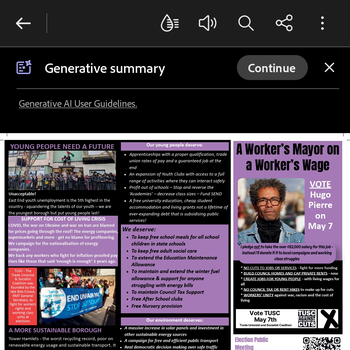 Thumbnail of leaflet - Trade Unionist and Socialist Coalition leaflet