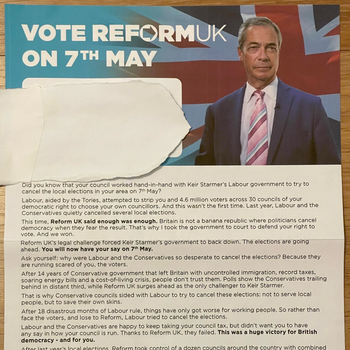 Thumbnail of leaflet - Reform UK leaflet