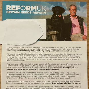 Thumbnail of leaflet - Reform UK leaflet