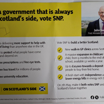 Thumbnail of leaflet - Scottish National Party (SNP) leaflet