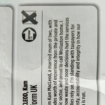 Thumbnail of leaflet - Reform UK leaflet