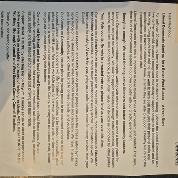 Thumbnail of leaflet - Liberal Democrats leaflet