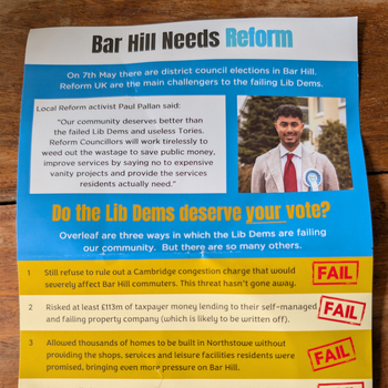 Thumbnail of leaflet - Reform UK leaflet