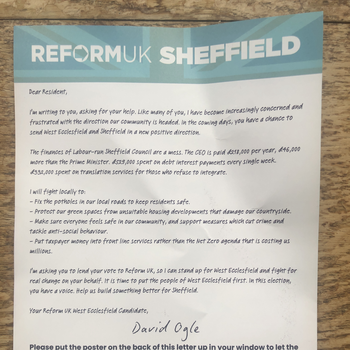 Thumbnail of leaflet - Reform UK leaflet