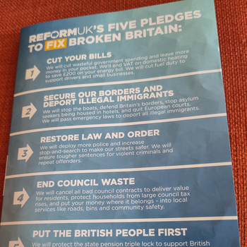 Thumbnail of leaflet - Reform UK leaflet