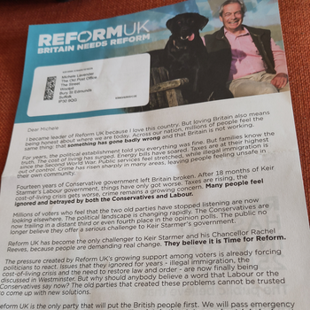 Thumbnail of leaflet - Reform UK leaflet
