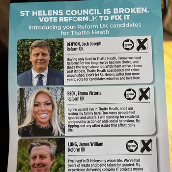 Thumbnail of leaflet - Reform UK leaflet