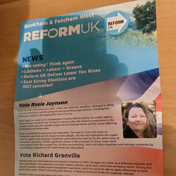 Thumbnail of leaflet - Reform UK leaflet