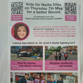 Thumbnail of leaflet - Trade Unionist and Socialist Coalition leaflet