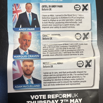 Thumbnail of leaflet - Reform UK leaflet