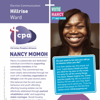 Thumbnail of leaflet - Christian Peoples Alliance leaflet