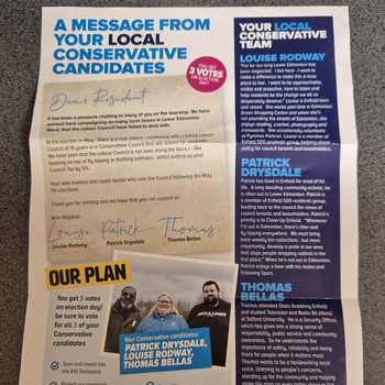 Thumbnail of leaflet - Conservative and Unionist Party leaflet