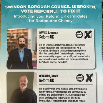 Thumbnail of leaflet - Reform UK leaflet