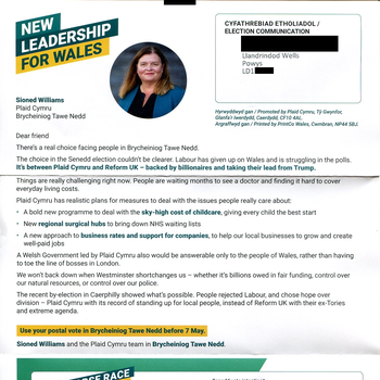 Thumbnail of leaflet - Plaid Cymru - The Party of Wales leaflet