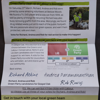 Thumbnail of leaflet - Green Party leaflet