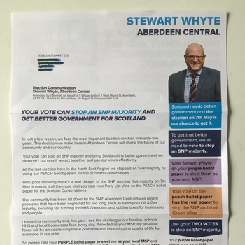 Thumbnail of leaflet - Conservative and Unionist Party leaflet