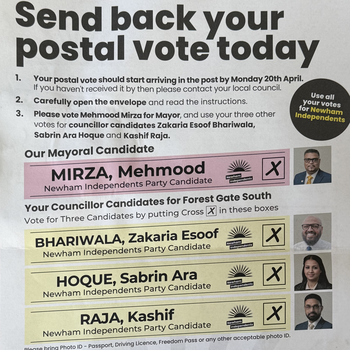 Thumbnail of leaflet - Newham Independents Party leaflet