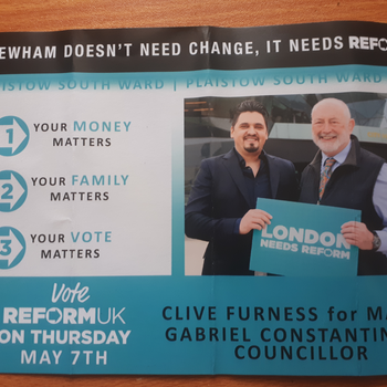 Thumbnail of leaflet - Reform UK leaflet