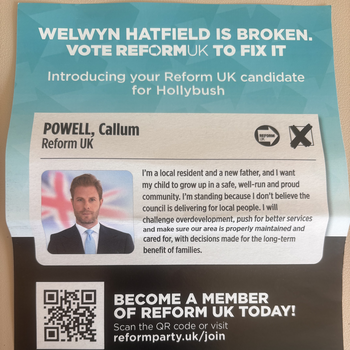 Thumbnail of leaflet - Reform UK leaflet