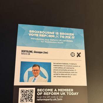 Thumbnail of leaflet - Reform UK leaflet