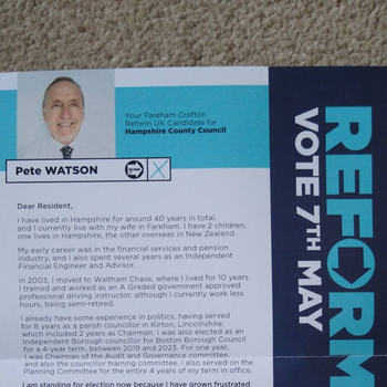 Thumbnail of leaflet - Reform UK leaflet