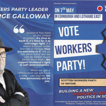 Thumbnail of leaflet - Workers Party of Britain leaflet