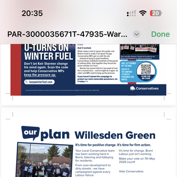 Thumbnail of leaflet - Conservative and Unionist Party leaflet