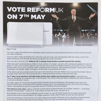 Thumbnail of leaflet - Reform UK leaflet