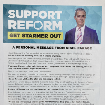 Thumbnail of leaflet - Reform UK leaflet
