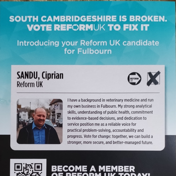 Thumbnail of leaflet - Reform UK leaflet
