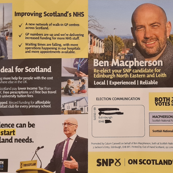 Thumbnail of leaflet - Scottish National Party (SNP) leaflet