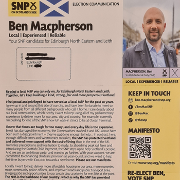 Thumbnail of leaflet - Scottish National Party (SNP) leaflet