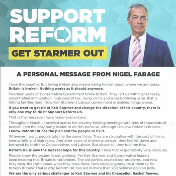 Thumbnail of leaflet - Reform UK leaflet